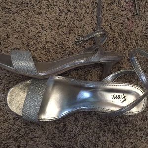 Silver strappy heels